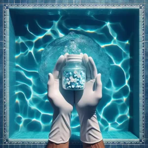 Adding chlorine tablets to the pool manually