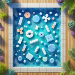 Chlorine tablets in various sizes
