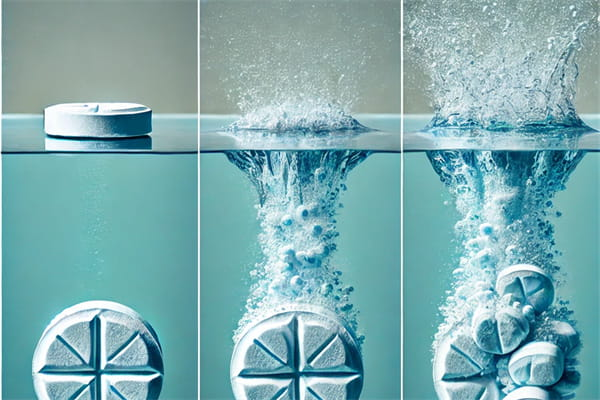 Chlorine tablets dissolved in water