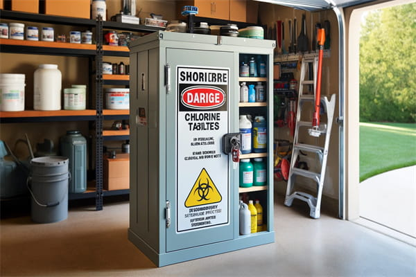 The cabinet is full of chemicals